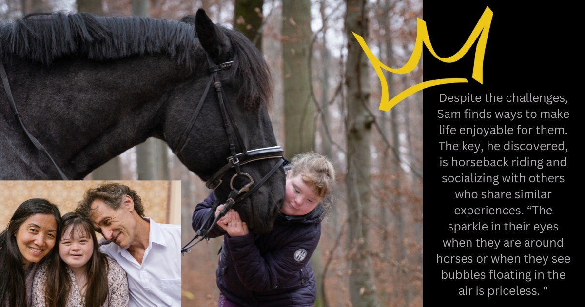 Despite the challenges, Sam finds ways to make life enjoyable for them. The key, he discovered, is horseback riding and socializing with others who share similar experiences. The sparkle in their eyes